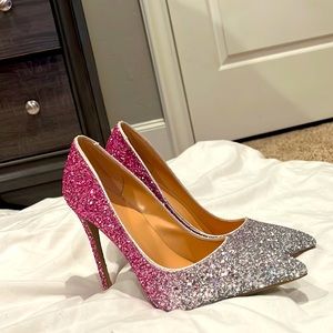 Ombré pink/silver heels